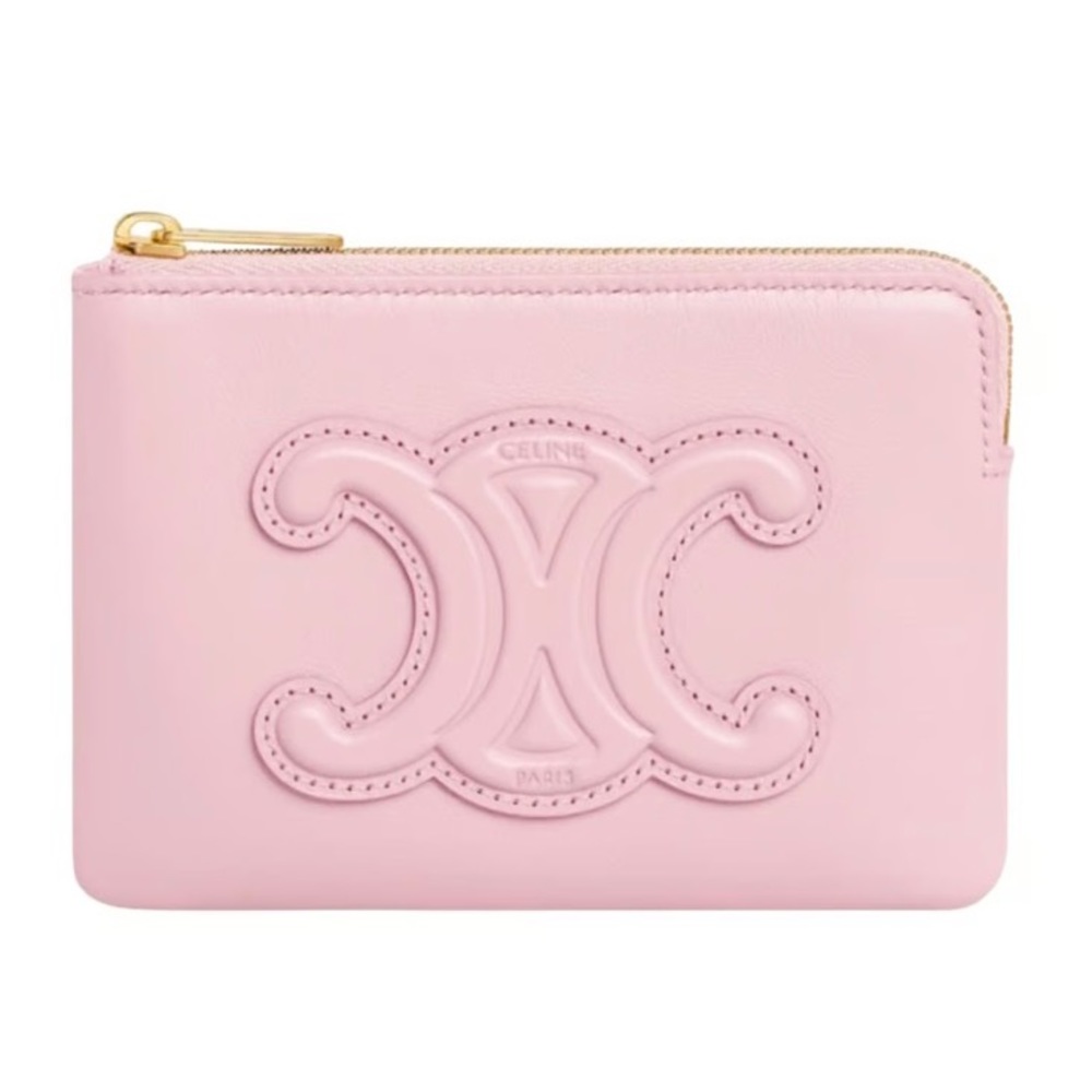 COIN AND CARD POUCH CUIR TRIOMPHE IN SMOOTH CALFSKIN PINK